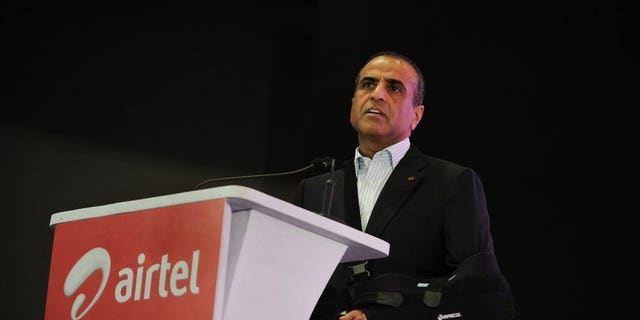 Bharti Airtel chairman Sunil Mittal gives a speech in Kolkata lastyear. India's top mobile firm has reported its 14th straight quarterly profit fall, hit by foreign exchange losses, but its shares soared on hopes of better performance as tariff wars waned.