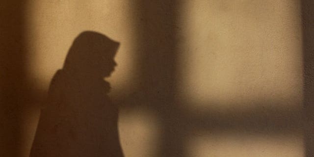The shadow of a Malaysian woman as she prays during Eid al-Fitr at a mosque in Kuala Lumpur, on August 19, 2012. Malaysian police have arrested a woman who angered Muslims by posting a video greeting for the Eid al-Fitr holiday that featured her dogs, her lawyer said.