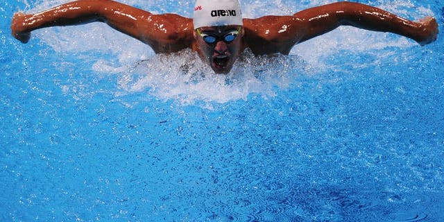 South Africa's Chad Le Clos competes in the final of the men's 200-metre butterfly swimming event in the FINA World Championships at Palau Sant Jordi in Barcelona on July 31, 2013. Le Clos of South Africa won the men's 200m butterfly final at swimming's world championships on Wednesday -- exactly a year after his triumph in London.