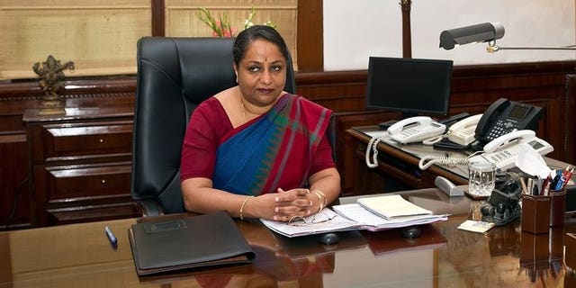 India's Foreign Secretary Sujatha Singh at her office in New Delhi, on August 1, 2013. India has hinted at restarting peace talks with rival Pakistan that stalled over clashes earlier this year in the disputed region of Kashmir.