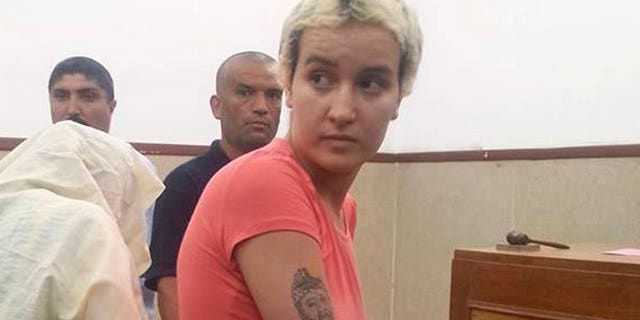 Amina Sboui at M'saken court, south of Tunis, last Monday. The Tunisian judiciary on Thursday ordered the release of Femen activist Amina Sboui pending trial for desecrating a cemetery, her lawyer Halim Meddeb told AFP.