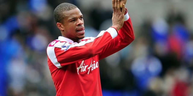 Queens Park Rangers' French striker Loic Remy thanks the fans at the Madejski Stadium in Reading on April 28, 2013. Newcastle finally made their first significant signing since the end of last season as Remy joined the Premier League club on a season-long loan from QPR.