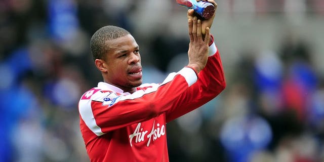 Queens Park Rangers' French striker Loic Remy thanks the fans at the Madejski Stadium in Reading on April 28, 2013. Newcastle finally made their first significant signing since the end of last season as Remy joined the Premier League club on a season-long loan from QPR.