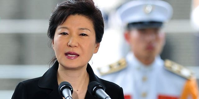 South Korean President Park Geun-Hye speaks in Busan on July 22, 2013. Park condemned what she termed an attempt "to erase history" as she weighed in Tuesday on a murky case involving a missing inter-Korean summit transcript.