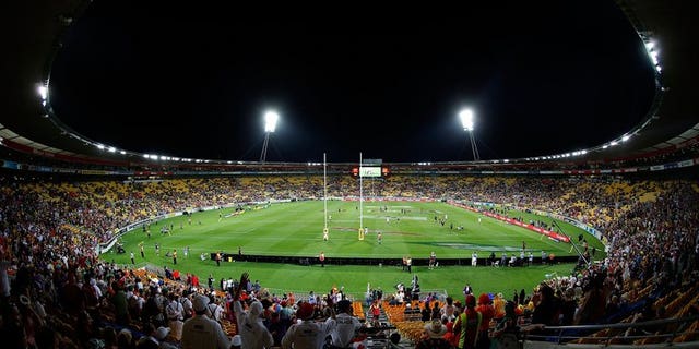 A general view shows the Westpac Stadium in Wellington on February 1, 2013. The All Blacks Test against Australia in earthquake-rattled Wellington next week was given a tentative go-ahead Saturday but officials said the final decision depended on a quake damage report.