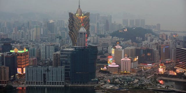 This general view from the Macau Tower shows casinos in the central district Macau on December 20, 2009. The boss of Macau's Shui Fong triad has been ordered deported from Canada, it was announced Wednesday.