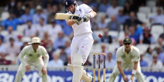 England's Joe Root plays a pull shot to reach his half century on the third day of the fifth Ashes Test agaisnt Australia at The Oval in south London on August 23, 2013. Root scored only his second fifty of this Ashes after Australia captured the prize wicket of England captain Alastair Cook on Friday.
