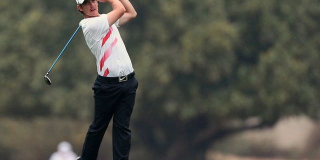 Tommy Fleetwood of Britain tees off during the third round of the Dubai Desert Classic golf tournament in Dubai on February 2, 2013. Fleetwood earned a share of the lead with Argentina's Ricardo Gonzalez after the third round of the Johnnie Walker Championship at Gleneagles on Saturday.