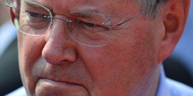 German chancellor candidate Peer Steinbrueck attends a meeting ahead on September 7, 2013 in Erfurt, Germany. He has fallen victim to a blackmail bid urgin him to quit the race.