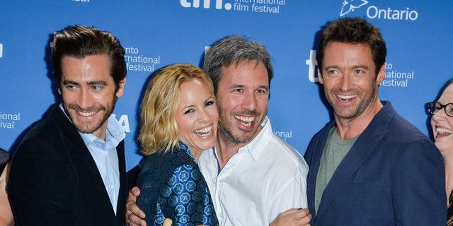 L-R: Actor Jake Gyllenhaal, Actress Maria Bello, Director Denis Villeneuve and Actor Hugh Jackman during the 2013 Toronto International Film Festival on September 6, 2013 in Toronto. Quebec filmmaker Villeneuve unveiled a new kind of thriller at the Toronto film festival Saturday, a layered morality tale that explores every parent's worst fear -- a child's abduction.