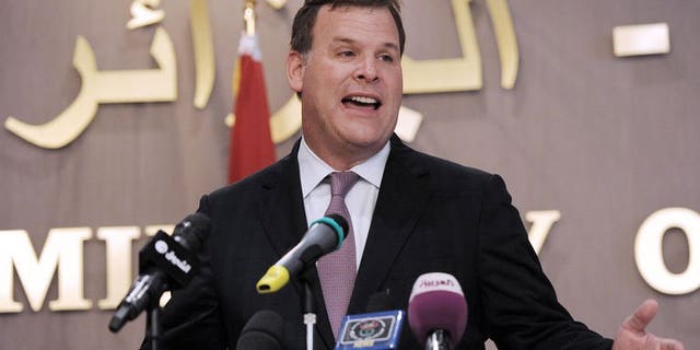 Canadian Foreign Affairs Minister John Baird attends a press conference in Algiers, on September 15, 2013.