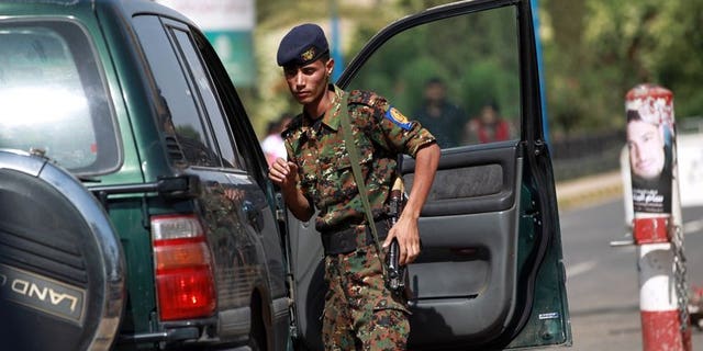 File picture shows a police checkpoint at Sanaa International Airport in Yemen where At least 40 police and soldiers were killed on Friday in the south in simultaneous attacks attributed to Al-Qaeda in the Arabian Peninsula