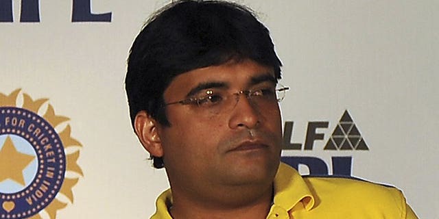 Former 'Chennai Super Kings' owner Gurunath Meiyappan attends a press conference iin Bangalore, on February 4, 2012. Mumbai police have filed charges against Meiyappan -- the son-in-law of India's cricket chief -- for gambling, cheating and conspiracy, in a scandal that has engulfed the country's Twenty20 league.