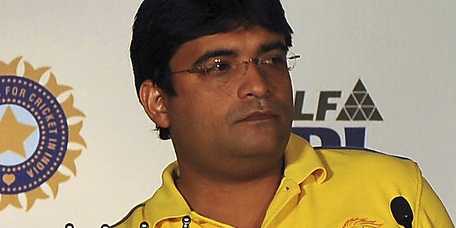 Former 'Chennai Super Kings' owner Gurunath Meiyappan attends a press conference iin Bangalore, on February 4, 2012. Mumbai police have filed charges against Meiyappan -- the son-in-law of India's cricket chief -- for gambling, cheating and conspiracy, in a scandal that has engulfed the country's Twenty20 league.