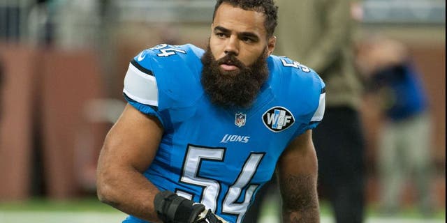 Nov 9, 2014; Detroit, MI, USA; Detroit Lions outside linebacker DeAndre Levy (54) before the game against the Miami Dolphins at Ford Field. Mandatory Credit: Tim Fuller-USA TODAY Sports