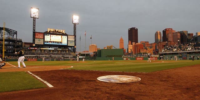 Aug 17, 2013; Pittsburgh, PA, USA; General view as Pittsburgh Pirates third baseman Pedro Alvarez (24) bats against the Arizona Diamondbacks during the ninth inning at PNC Park. The Arizona Diamondbacks won 15-5. Mandatory Credit: Charles LeClaire-USA TODAY Sports