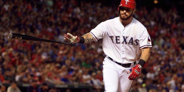 May 29, 2015; Arlington, TX, USA; Texas Rangers left fielder Josh Hamilton (32) walks during the game against the Boston Red Sox at Globe Life Park in Arlington. Mandatory Credit: Kevin Jairaj-USA TODAY Sports