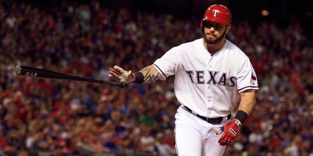 Josh Hamilton late from ball in 2017.