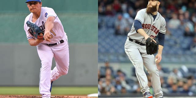 Royals pitcher Jason Vargas and Astros pitcher Dallas Keuchel