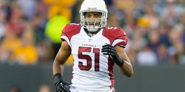 Aug 9, 2013; Green Bay, WI, USA; Arizona Cardinals linebacker Kevin Minter (51) during the game against the Green Bay Packers at Lambeau Field. The Cardinals won 17-0. Mandatory Credit: Jeff Hanisch-USA TODAY Sports