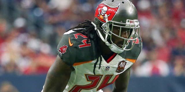 Sep 27, 2015; Houston, TX, USA; Tampa Bay Buccaneers cornerback Mike Jenkins (24) against the Houston Texans at NRG Stadium. Mandatory Credit: Kevin Jairaj-USA TODAY Sports