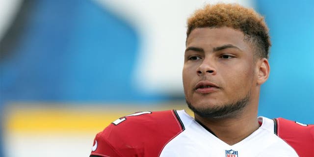 Aug 28, 2014; San Diego, CA, USA; Arizona Cardinals free safety Tyrann Mathieu (32) look on during warm-ups before the game against the San Diego Chargers at Qualcomm Stadium. Mandatory Credit: Jake Roth-USA TODAY Sports