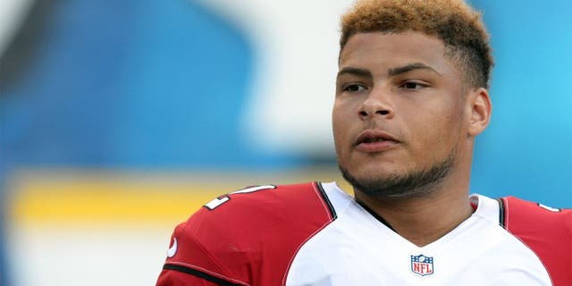Aug 28, 2014; San Diego, CA, USA; Arizona Cardinals free safety Tyrann Mathieu (32) look on during warm-ups before the game against the San Diego Chargers at Qualcomm Stadium. Mandatory Credit: Jake Roth-USA TODAY Sports