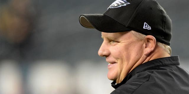 Oct 12, 2014; Philadelphia, PA, USA; Philadelphia Eagles head coach Chip Kelly during pre game warmups before game against the New York Giants at Lincoln Financial Field. Mandatory Credit: Eric Hartline-USA TODAY Sports