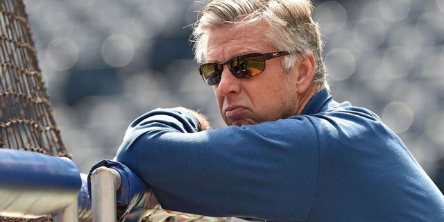 May 3, 2015; Kansas City, MO, USA; Detroit Tigers general manager David Dombrowski watches batting practice prior to the game against the Kansas City Royals at Kauffman Stadium. Mandatory Credit: Peter G. Aiken-USA TODAY Sports