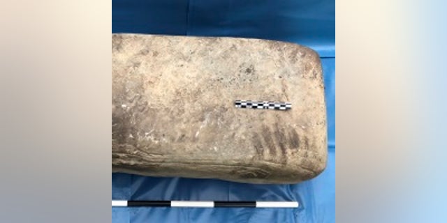 The ancient stone anvil (University of Bradford/Swandro-Orkney Coastal Archaeology Trust)