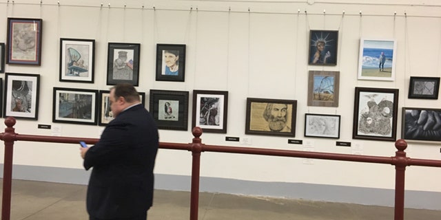 Jan. 17, 2017: The empty space where the ‘pig painting’ hung in the Cannon tunnel on Capitol Hill. The controversial painting was removed overnight Tuesday by the office of the Architect of the Capitol.
