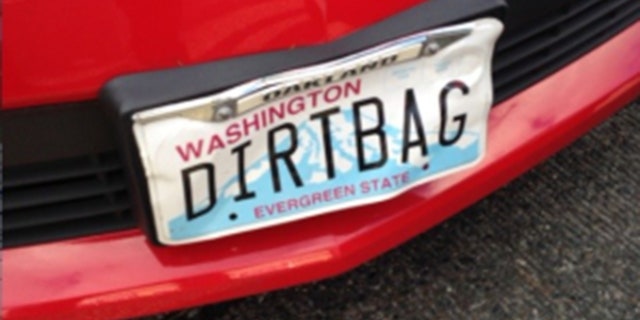 A man driving a Camaro with a license plate that read "DIRTBAG" was arrested in connection with a road rage incident.