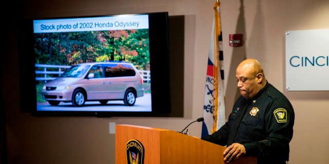 In this April 12, 2018, file photo, Cincinnati Police Chief Eliot Isaac speaks to reporters about the death of Kyle Plush during a news conference at the Criminal Investigation Section conference room, in Cincinnati.