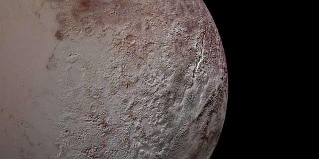 The New Horizons mission that flew by Pluto in 2015 gathered this view of blades of ice on the dwarf planet's surface — many stretching as tall as skyscrapers.