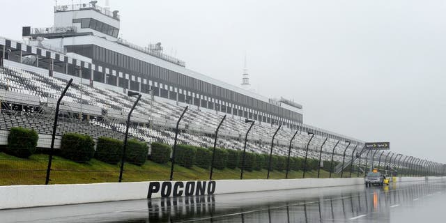 LONG POND, PA - JUNE 07: Rain falls during a delay at Pocono Raceway on June 7, 2013 in Long Pond, Pennsylvania. (Photo by Jared C. Tilton/Getty Images)