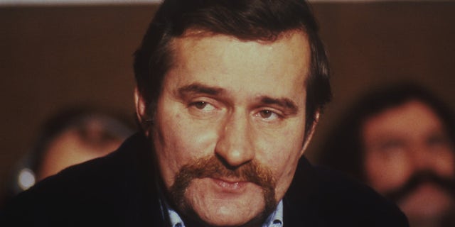 The 1981 file photo shows Lech Walesa, leader of the forbidden 'Solidarity Movement' in Poland (AP)