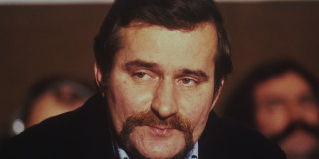The 1981 file photo shows Lech Walesa, leader of the forbidden 'Solidarity Movement' in Poland (AP)