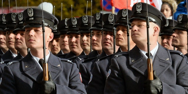 Polish soldiers took part in official ceremonies.