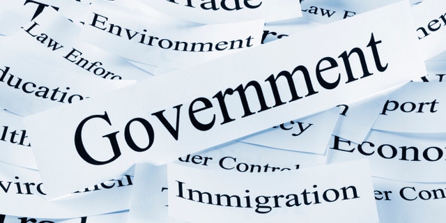 A conceptual look at government and the roles it fulfils. Blue tone.