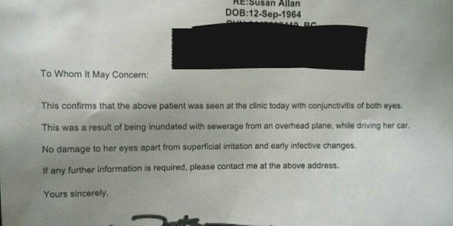 Allan provided a note from a doctor, which claims she was treated for conjunctivitis in both eyes.