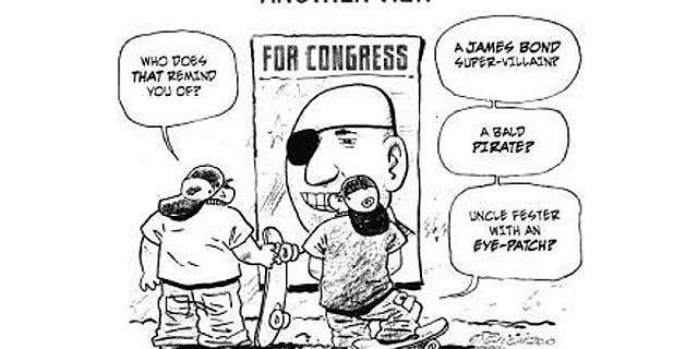 Imperial Valley Press says cartoon portraying injured veteran running for Congress was meant to mock voter ignorance, not the injury he sustained in the Iraq War.