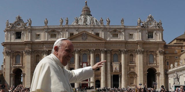 Pope Francis leaves St. Peter's Square at the Vatican after an April 8 Mass on the Sunday of Divine Mercy.