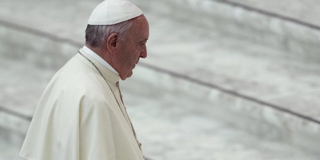 Pope Francis arrives for his weekly general audience at the Vatican, Wednesday, Aug. 17, 2016. (Giorgio Onorati/ANSA via AP)