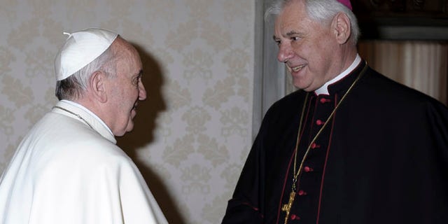 Ithis April 5, 2013 file photo made available by the Vatican newspaper L'Osservatore Romano, Pope Francis, left, meets with Bishop Gerhard Ludwig Mueller, Prefect of the Congregation for the Doctrine of the Faith, at the Vatican. Mueller is amongst the 19 new cardinals that Pope Francis announced Sunday, Jan. 12, 2014 during his Angelus prayer from his studio window overlooking St. Peter's Square.