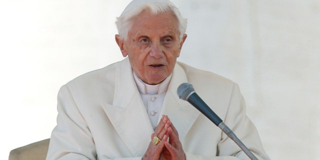 Pope Benedict XVI finishes his last general audience in St Peter's Square at the Vatican.