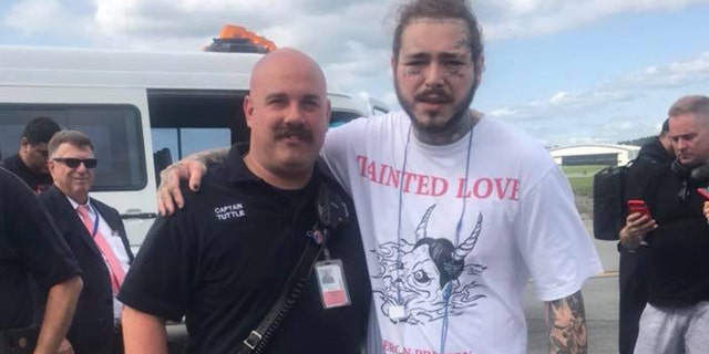 Post Malone after near-death emergency plane landing on August 21st after he landed safely in New York's Stewart Airport.