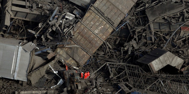 Feb. 24, 2016: An aerial view of the site after a building collapsed, at Didcot Power Station, in Oxfordshire, England.