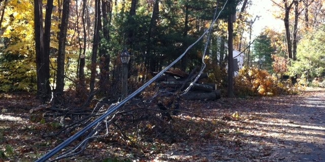 Nov. 9, 2011: Power lines are stil down in Avon, CT., after an October 29th snow storm.
