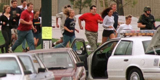 The scene at Columbine High School April 20, 1999.