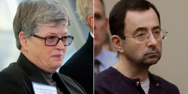 Lou Anna Simon, left, and Larry Nassar